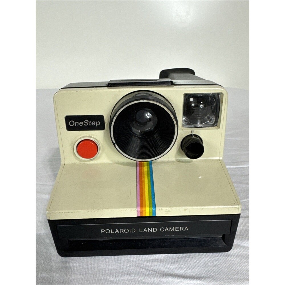 Polaroid One Step SX-70 Land Camera Rainbow Stripe Strap Included Instamatic Vtg